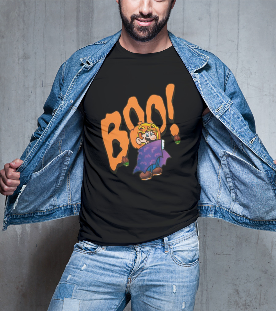 Nintendo NY Super Mario Boo Halloween Pumpkin Ghost Mario T-Shirt