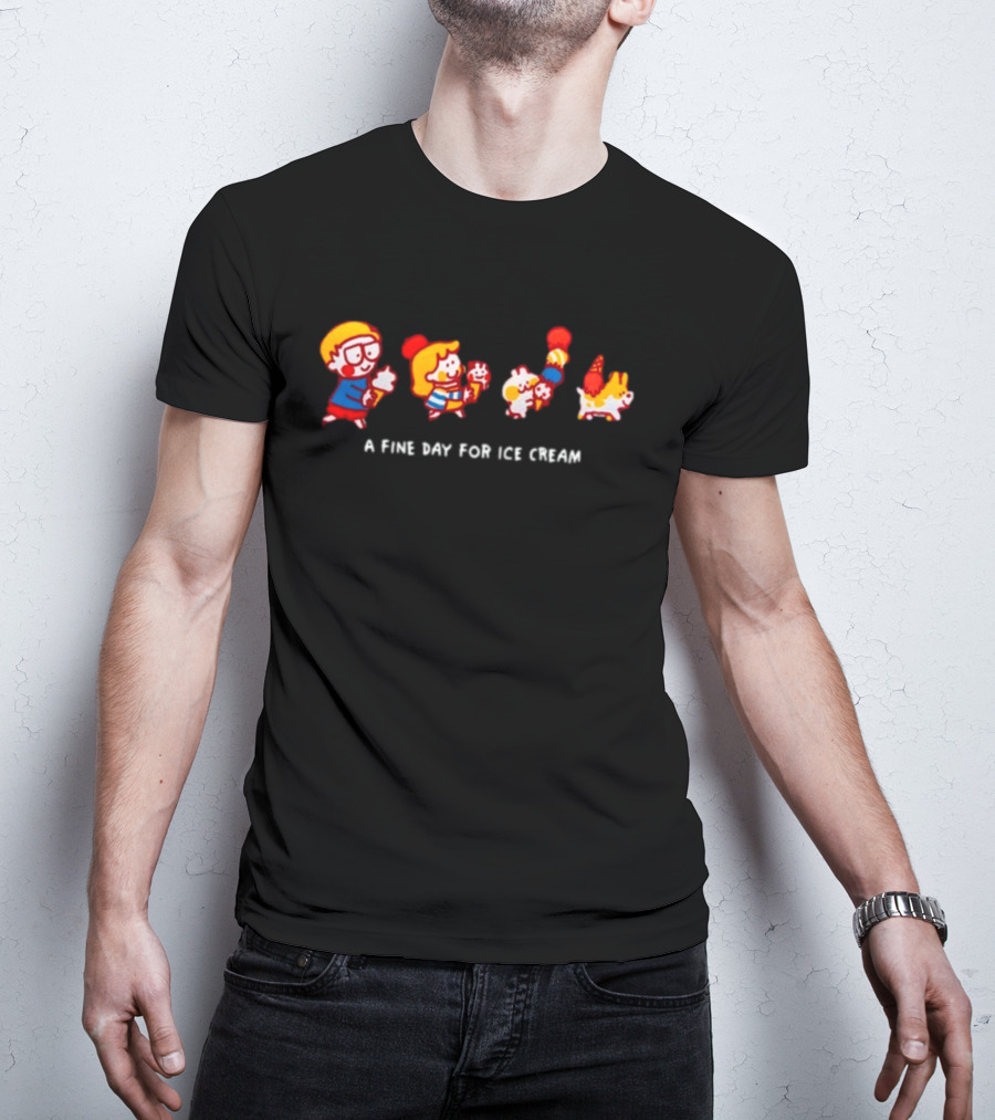 A Fine Day For Ice Cream With Colorful Characters And Dog T-Shirt