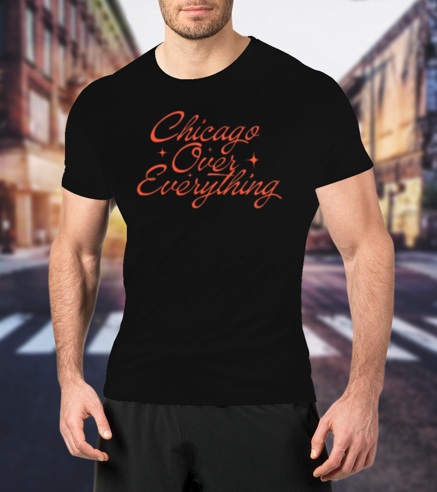 Chicago Over Everything Retro Script T-Shirt