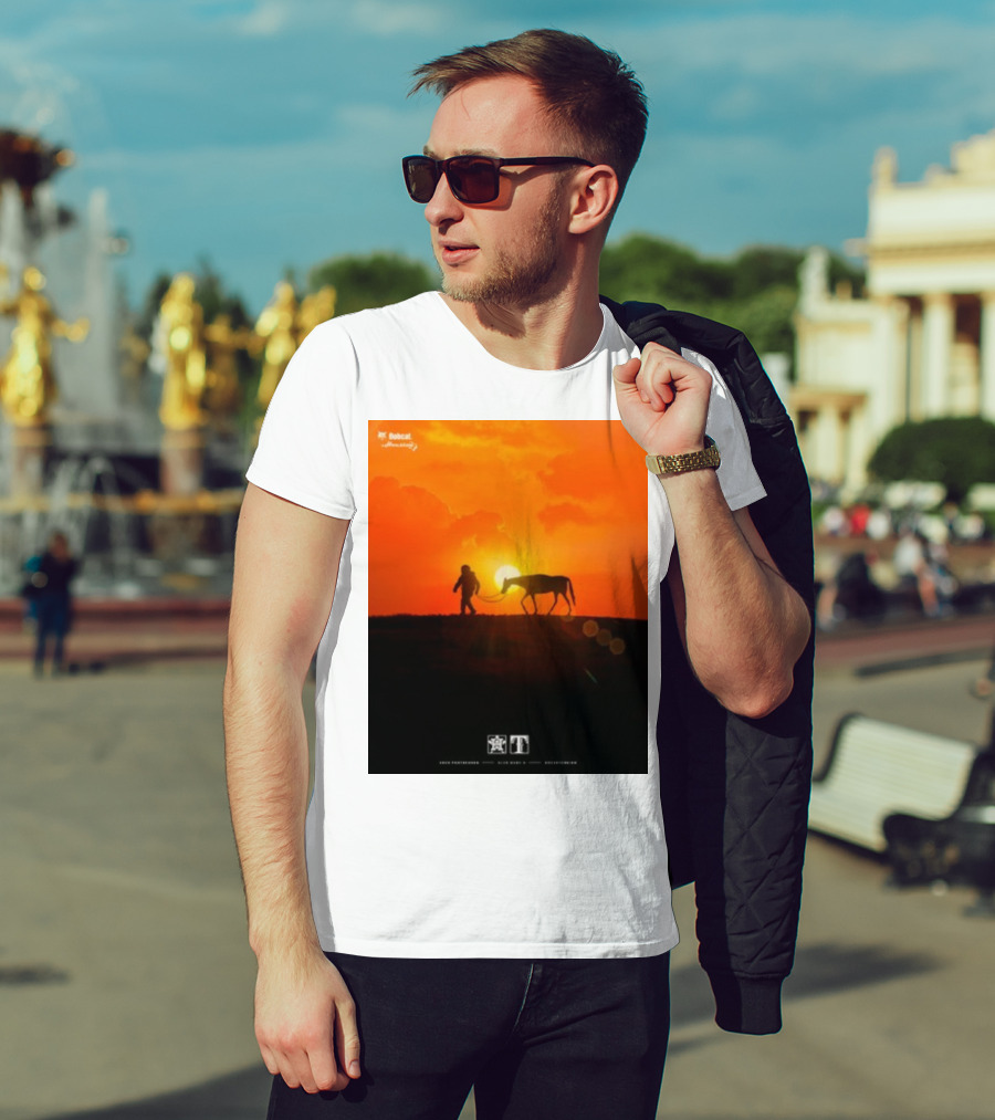 Houston Space City Cowboy With Horse At Sunrise T-Shirt