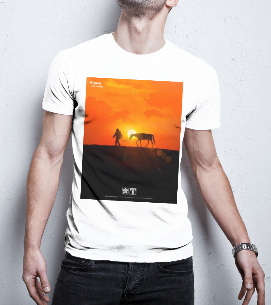 Houston Space City Cowboy With Horse At Sunrise T-Shirt