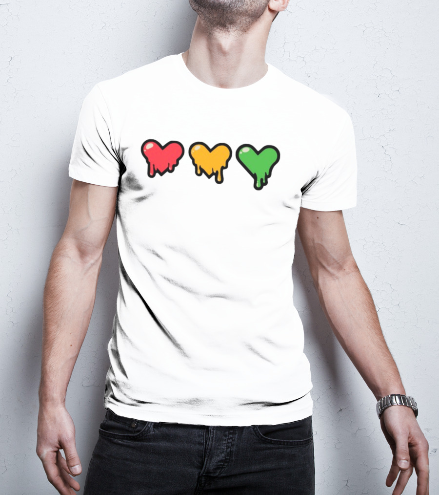 Top Lifeseries Heart Drip Red Yellow Green Hearts T-Shirt