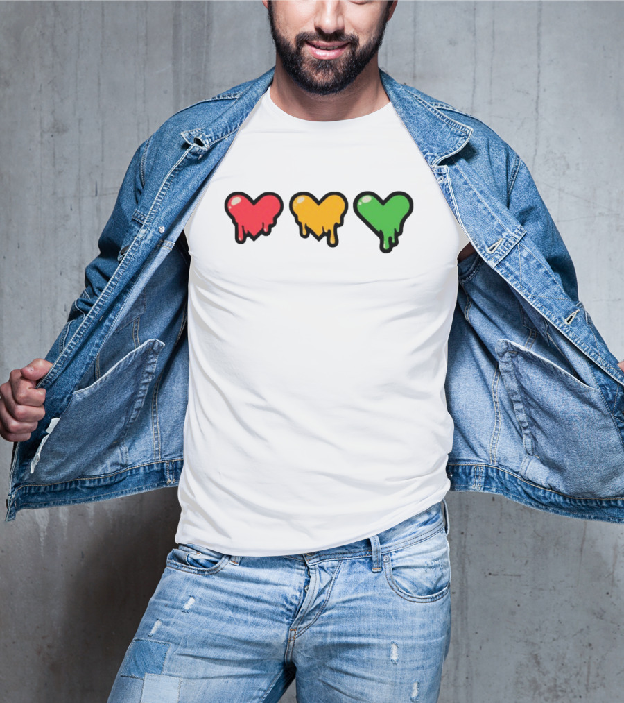 Top Lifeseries Heart Drip Red Yellow Green Hearts T-Shirt