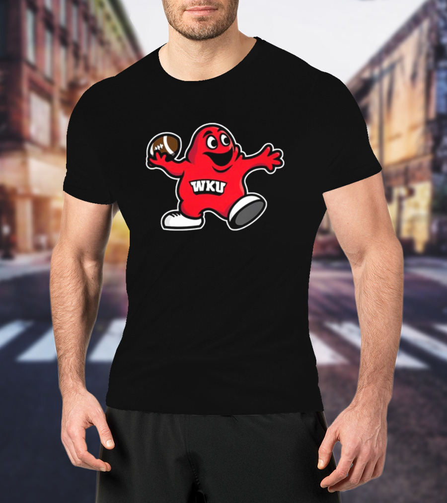 WKU Football Big Red Mascot Quarterback Holding Football T-Shirt