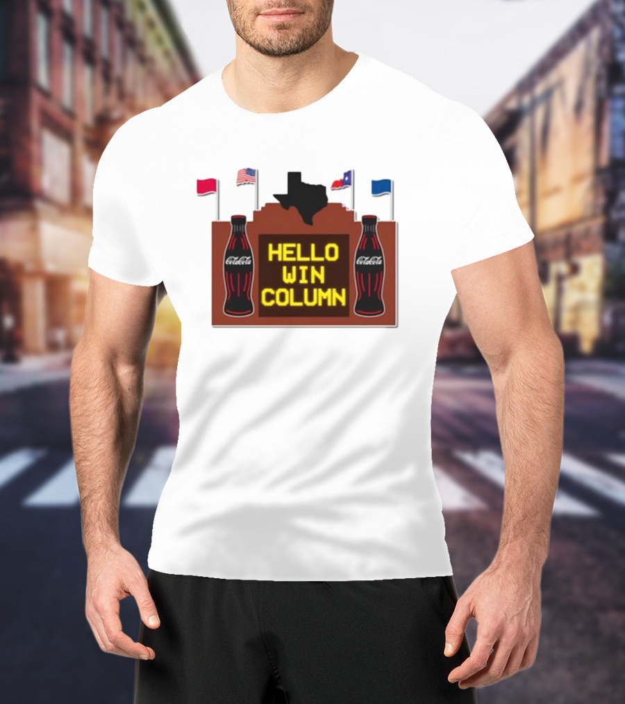 Coca-Cola Hello Win Column Texas Flags Retro T-Shirt