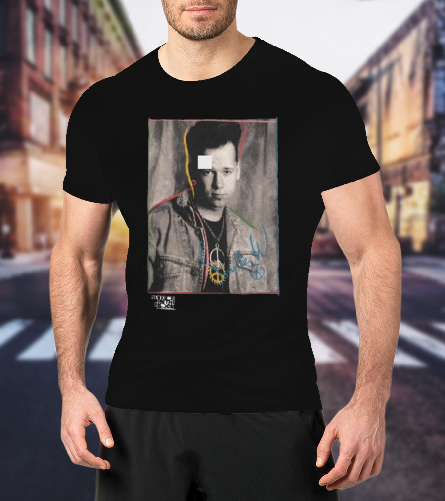 Nkotb Donnie Peace Sign Denim Jacket Vintage Style Photo T-Shirt