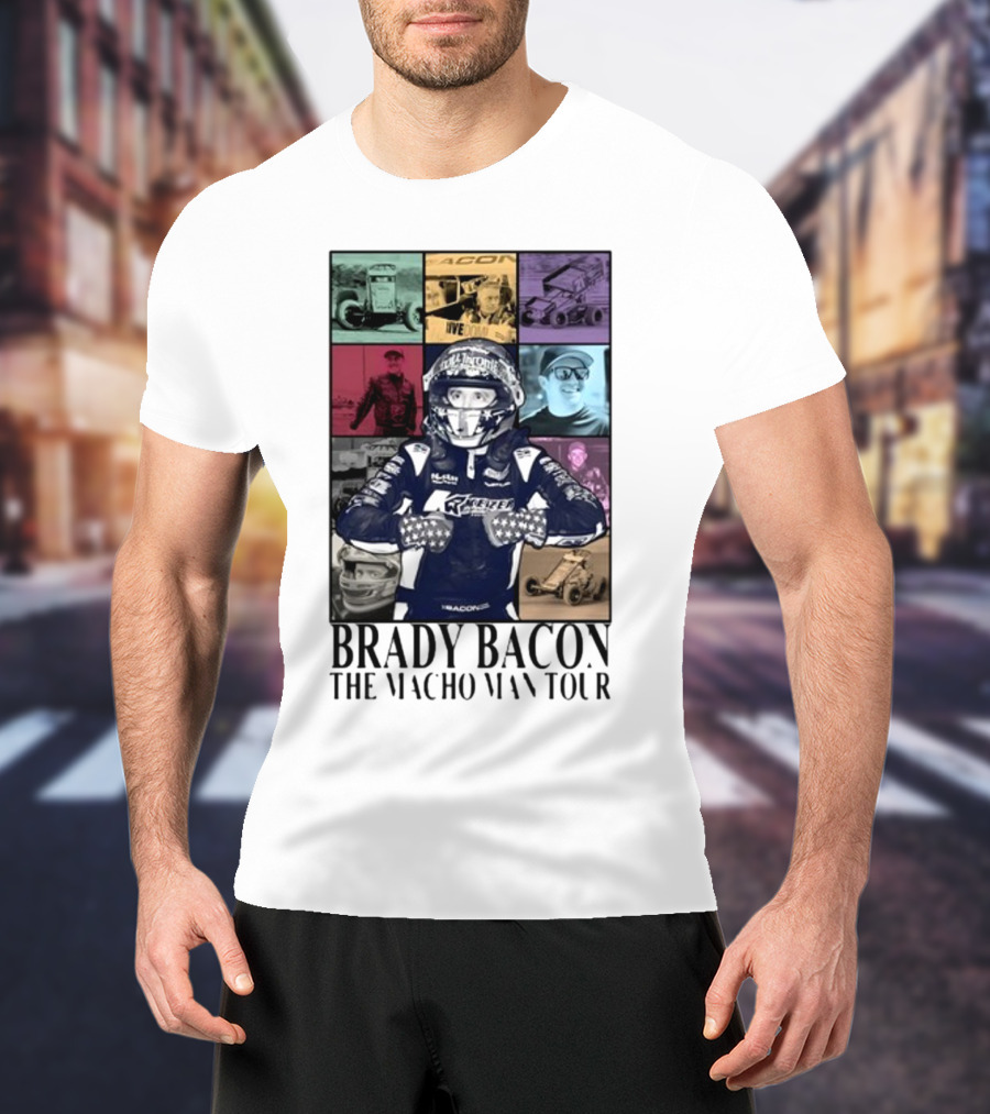 Brady Bacon Racing Iconography Collage The Macho Man Tour T-Shirt