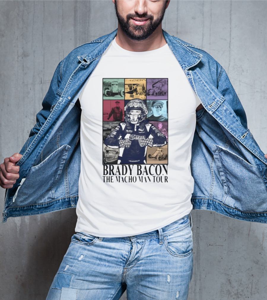 Brady Bacon Racing Iconography Collage The Macho Man Tour T-Shirt