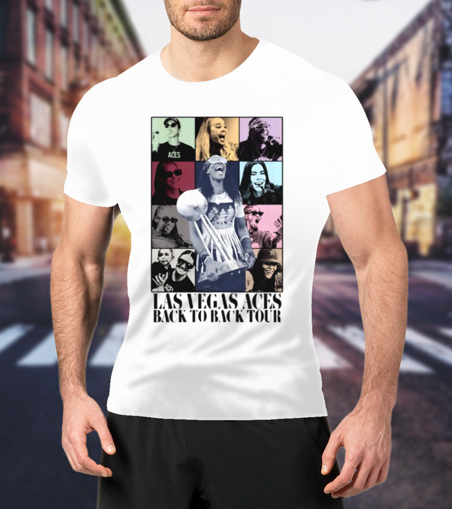 Las Vegas Aces Back To Back Tour Celebration Photography Collage T-Shirt