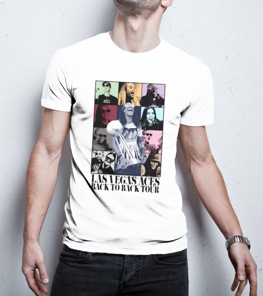 Las Vegas Aces Back To Back Tour Celebration Photography Collage T-Shirt