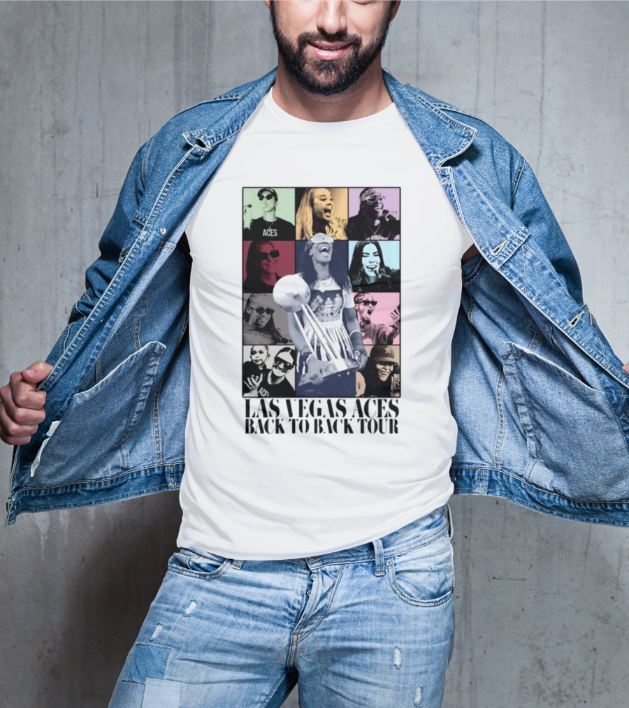 Las Vegas Aces Back To Back Tour Celebration Photography Collage T-Shirt