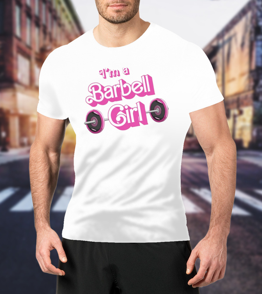 Papa Swolio I'm A Barbell Girl Pink Weightlifting T-Shirt