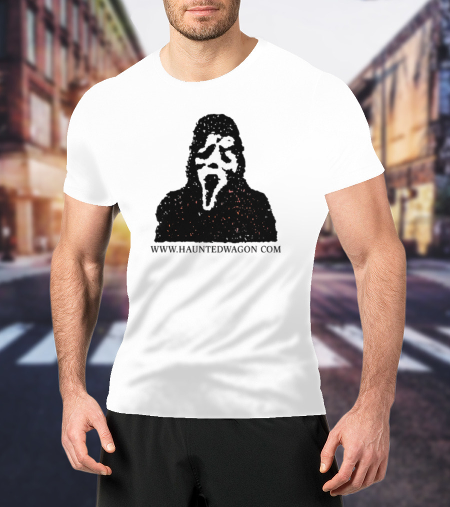 Haunted Wagon Horror Scream Mask Motif Www.hauntedwagon.com T-Shirt