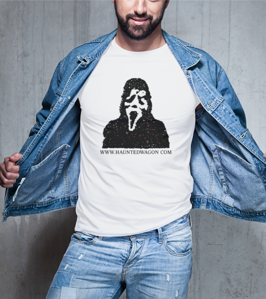 Haunted Wagon Horror Scream Mask Motif Www.hauntedwagon.com T-Shirt