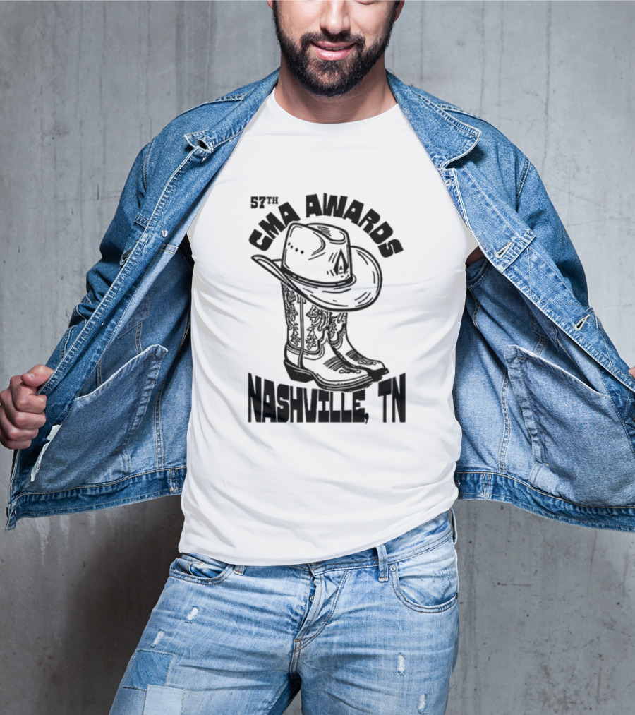 57th CMA Awards Nashville TN Cowboy Hat And Boots T-Shirt