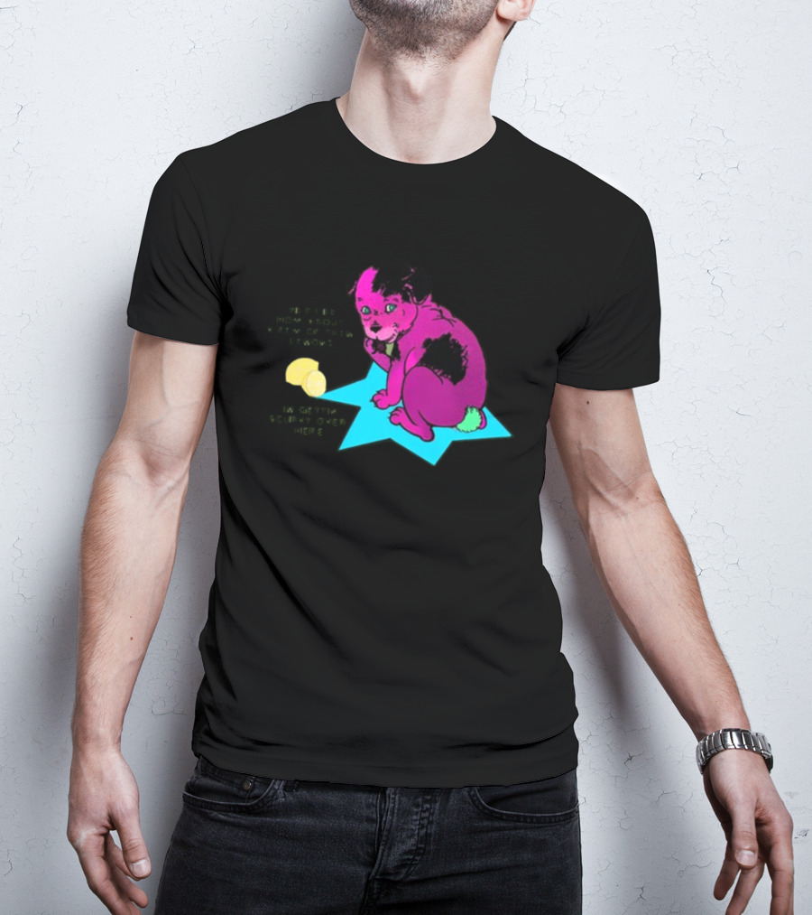 Hey Life How About A Few Of Them Lemons I'm Gettin Scurvy Over Here Pink Dog On Blue Star With Lemons T-Shirt