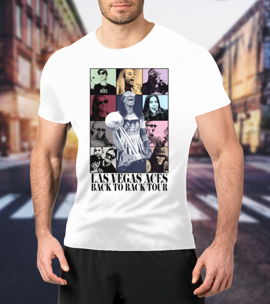 Las Vegas Aces Back To Back Tour Championship Celebration Montage T-Shirt