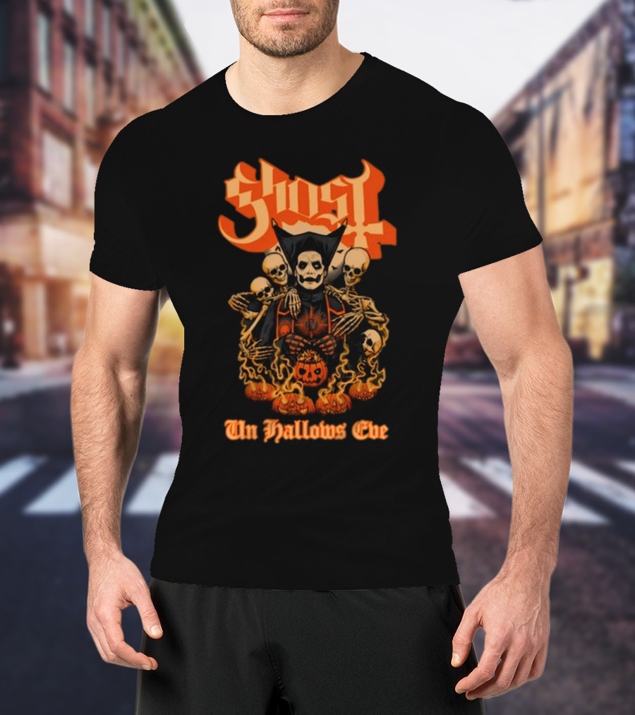 Ghost Papa Emeritus Iv Unhallows Eve Skeletons And Pumpkins T-Shirt