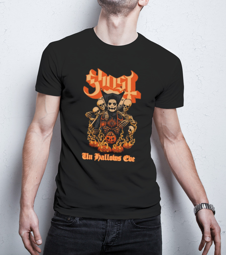 Ghost Papa Emeritus Iv Unhallows Eve Skeletons And Pumpkins T-Shirt