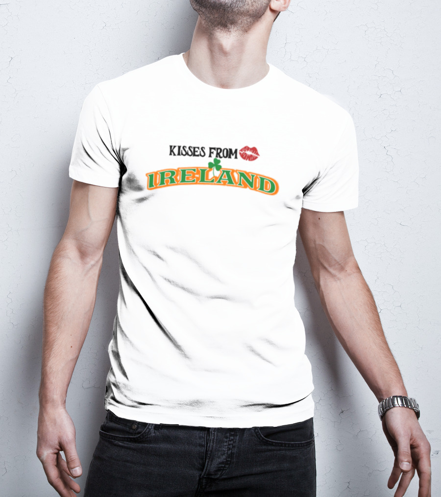 Kisses From Ireland Shamrock And Lip Print T-Shirt
