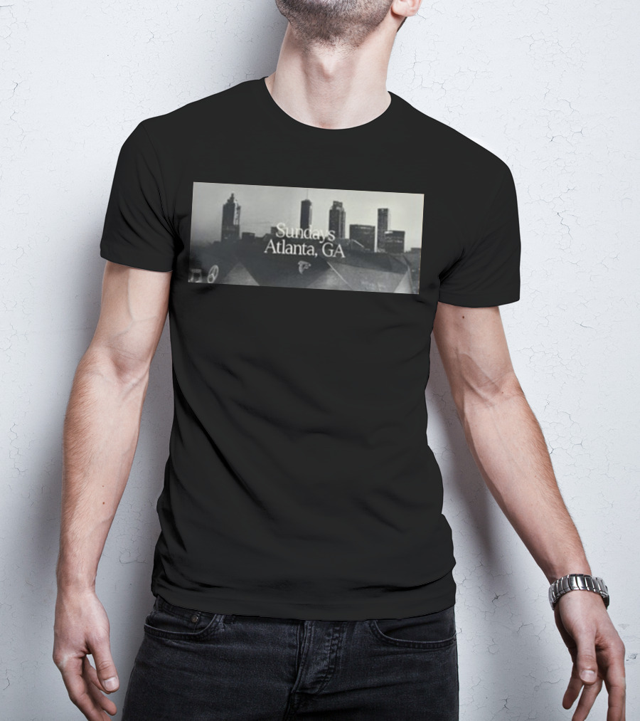 Sundays Atlanta GA Skyline With Football Stadium And Cityscape T-Shirt