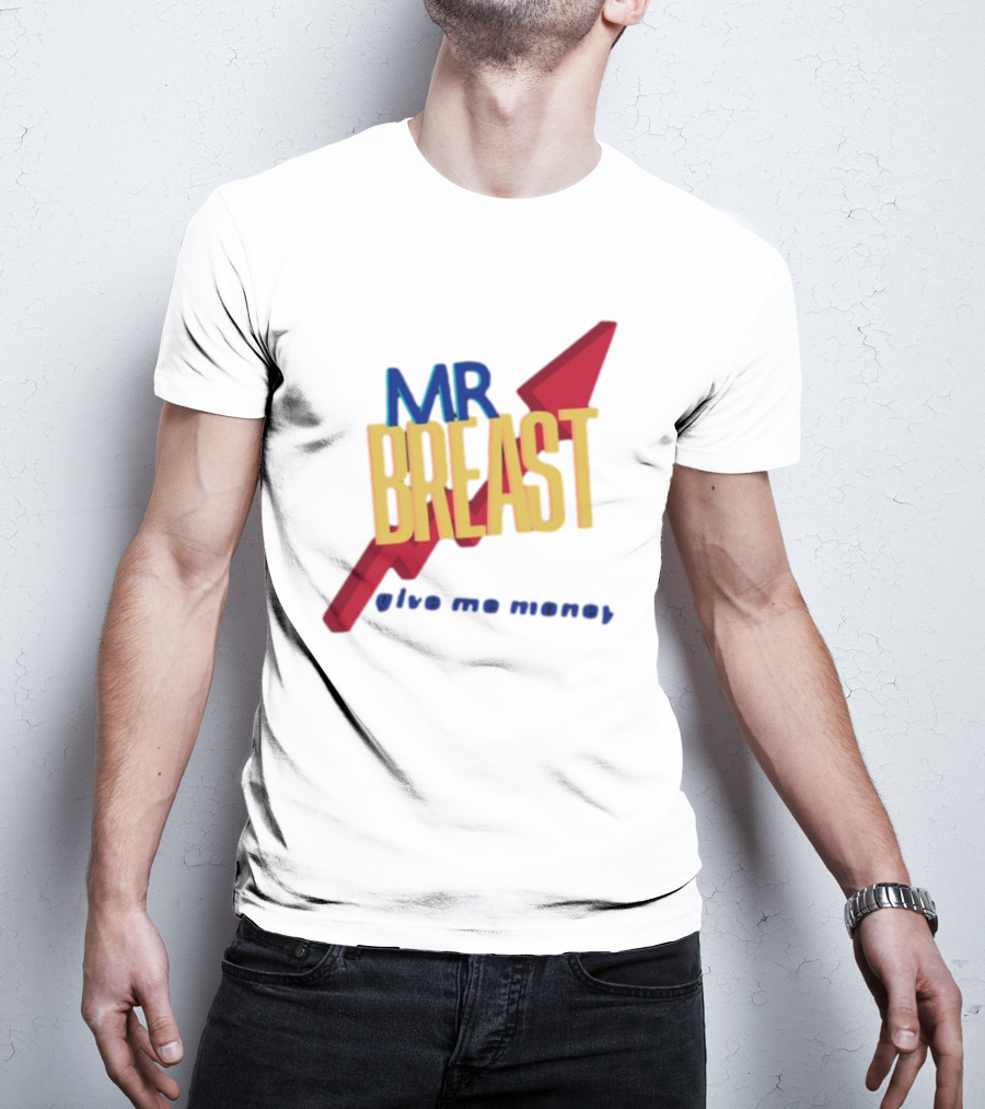 Mr Breast Give Me Money Retro Style Iconic T-Shirt
