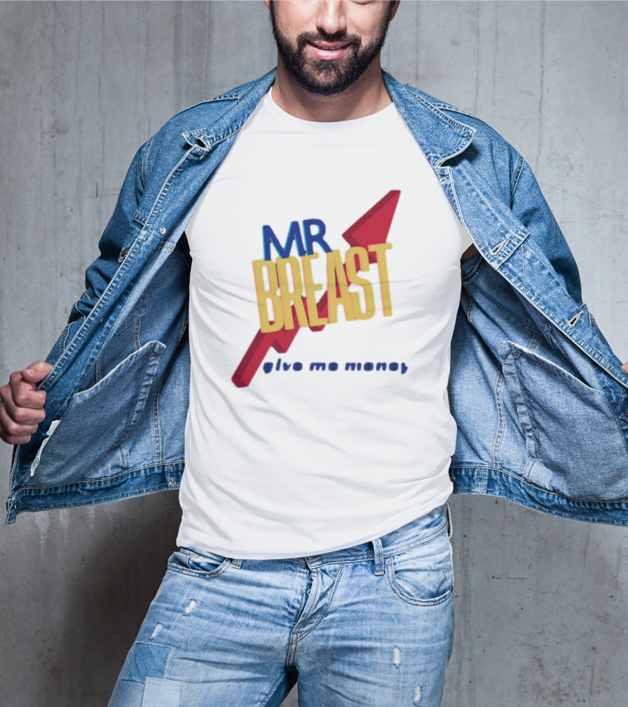Mr Breast Give Me Money Retro Style Iconic T-Shirt