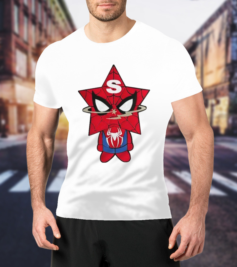 Star Character With Superhero Web Icon And Red Suit T-Shirt