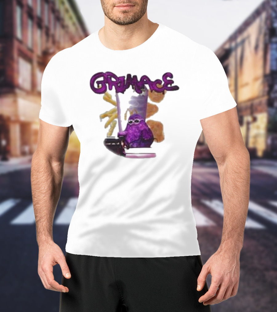 Grimace Giggle Grab Purple Character With Sunglasses T-Shirt