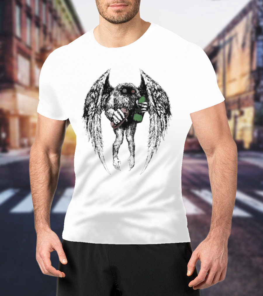 The Appalachian Guardian Llama Monster Holding Skateboard And Green Bottle T-Shirt