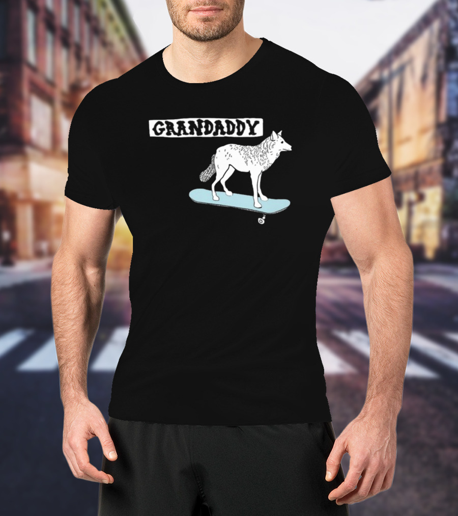 Grandaddy Wolf On Skateboard Blu Wav T-Shirt