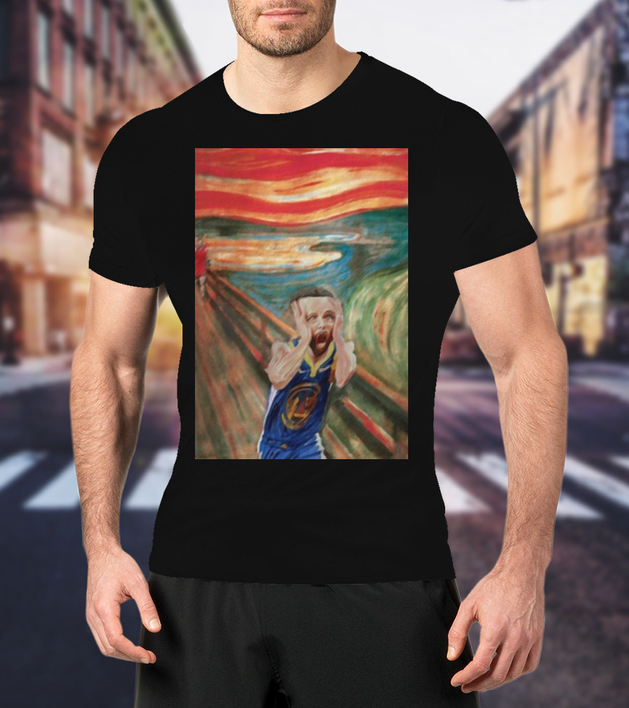 Curry The Scream Basketball Star Meets Iconic Painting Fusion T-Shirt