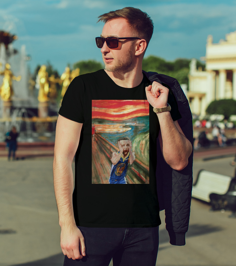 Curry The Scream Basketball Star Meets Iconic Painting Fusion T-Shirt