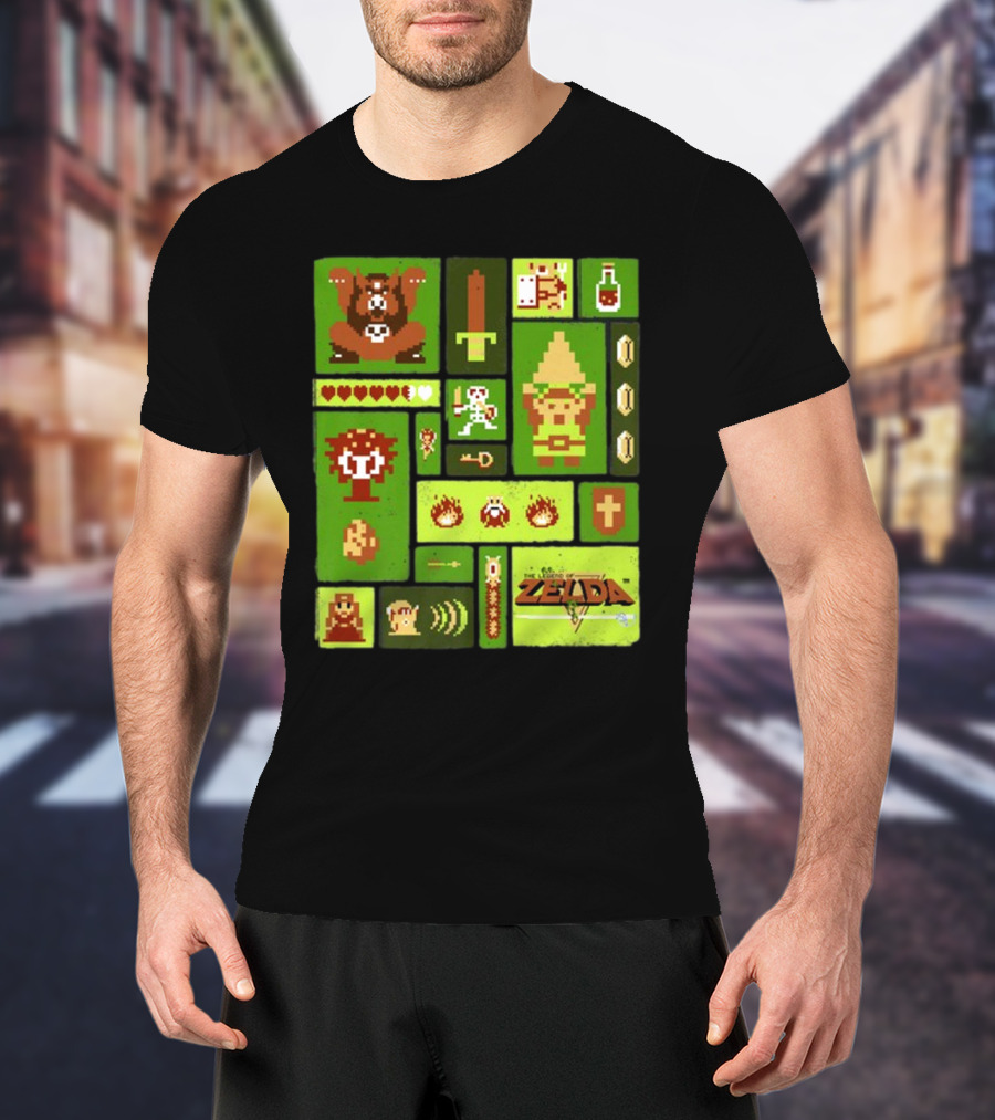 Kane Carter Legend Of Zelda Retro Pixel Collage T-Shirt