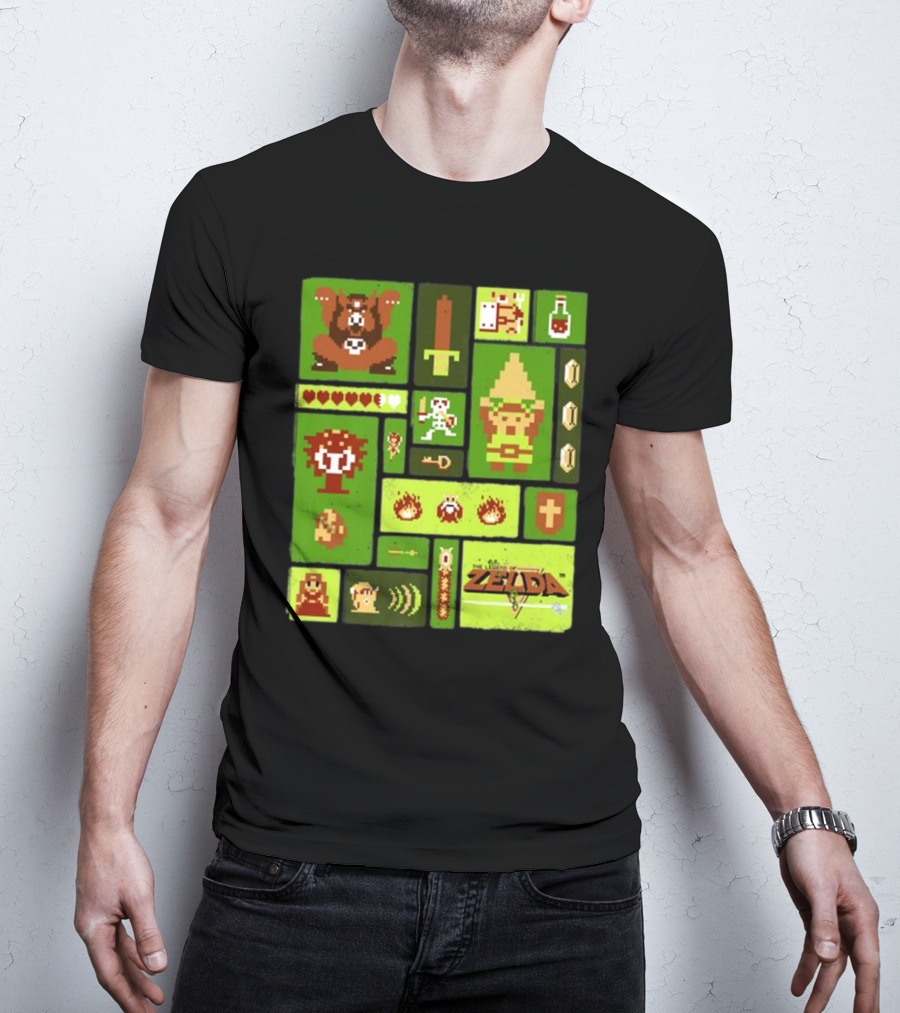 Kane Carter Legend Of Zelda Retro Pixel Collage T-Shirt