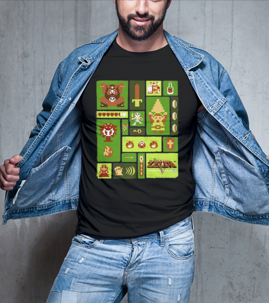 Kane Carter Legend Of Zelda Retro Pixel Collage T-Shirt
