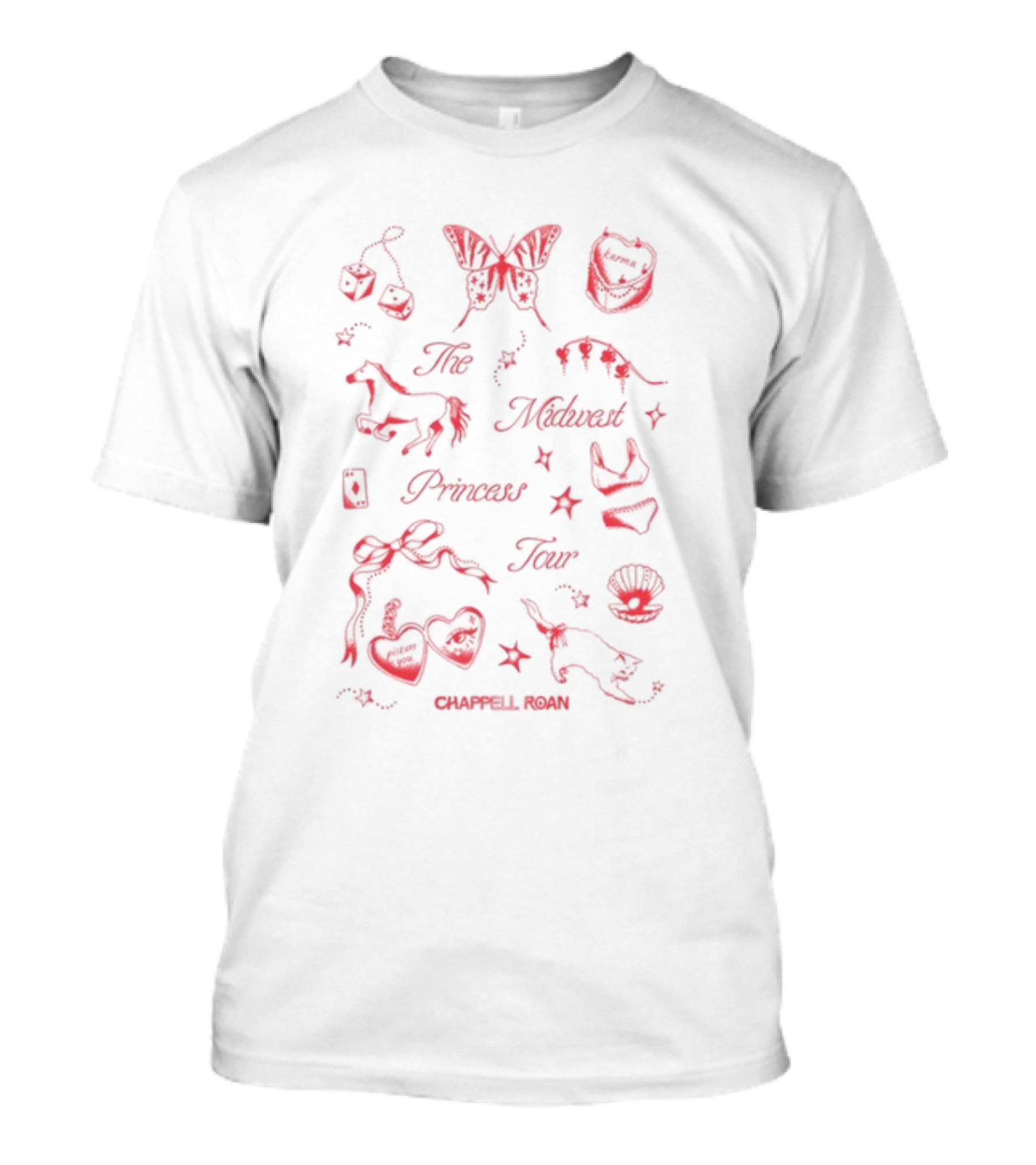 The Midwest Princess Tour Chappell Roan Butterfly Heart Elements T-Shirt