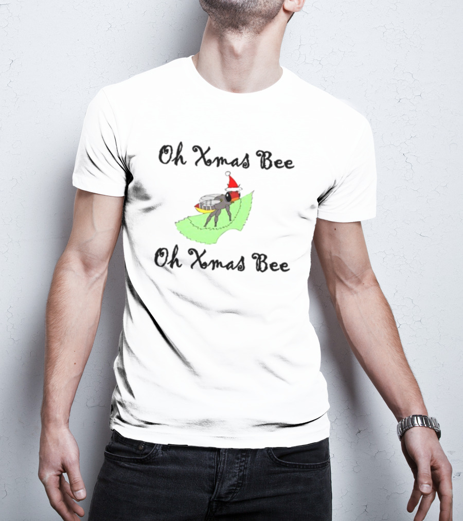 Oh Xmas Bee Santa Hat Festive Holiday Image T-Shirt
