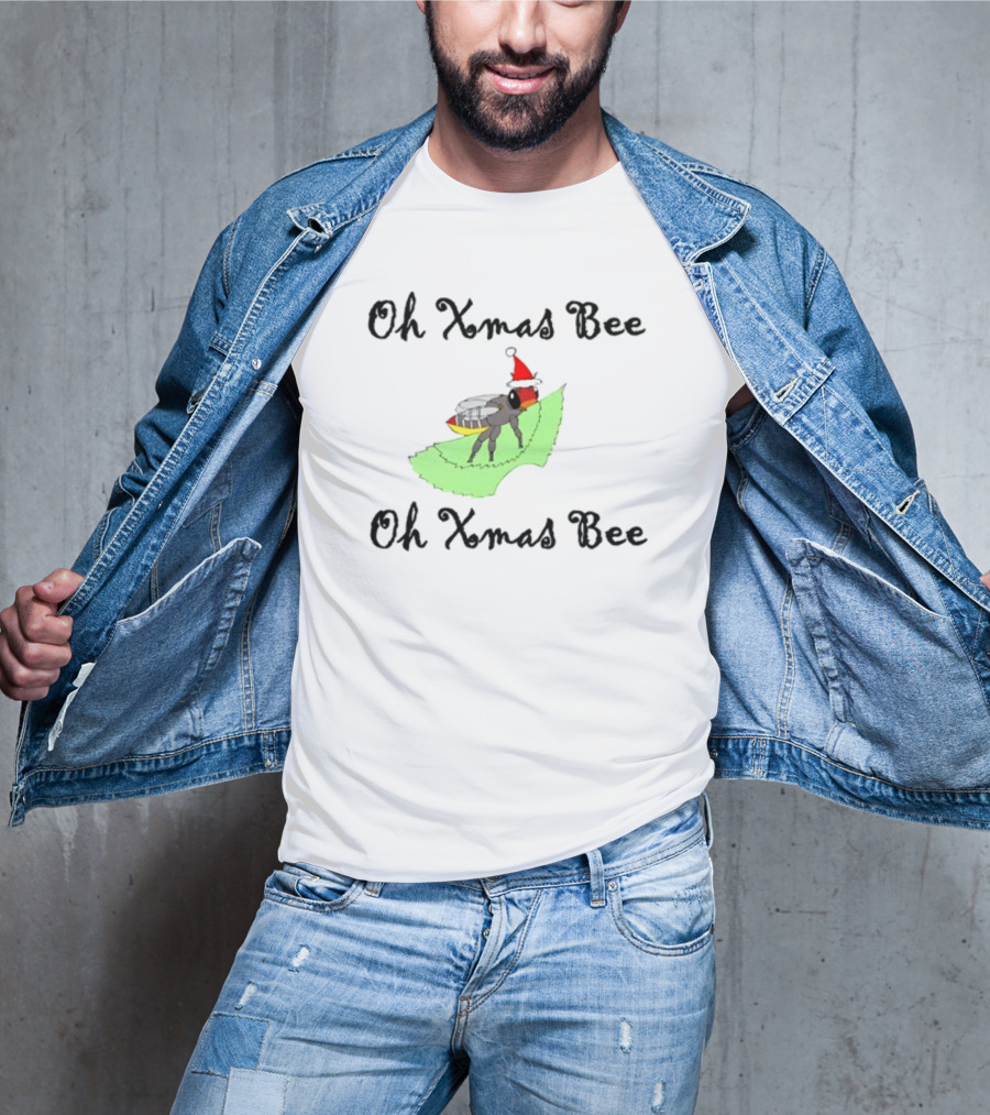 Oh Xmas Bee Santa Hat Festive Holiday Image T-Shirt