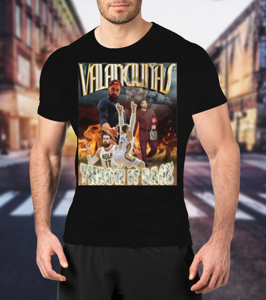 Valanciunas Throw It Back NOLA 17 Basketball Flames T-Shirt