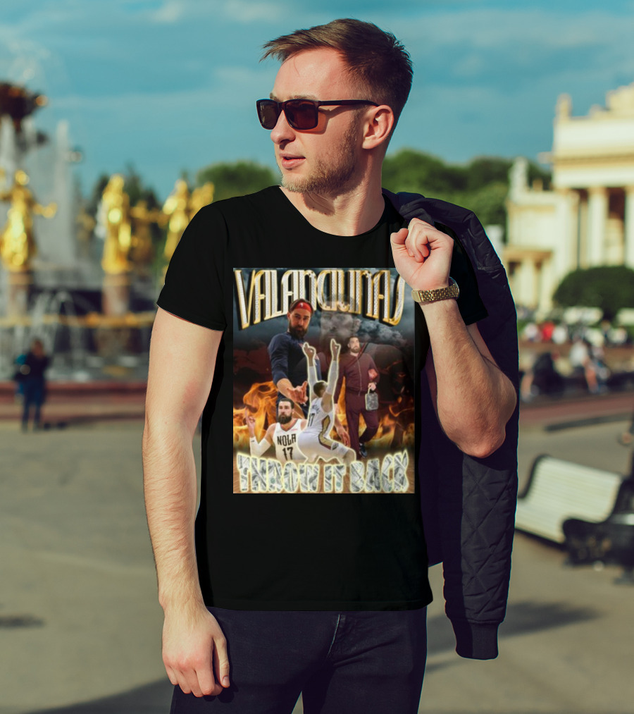 Valanciunas Throw It Back NOLA 17 Basketball Flames T-Shirt