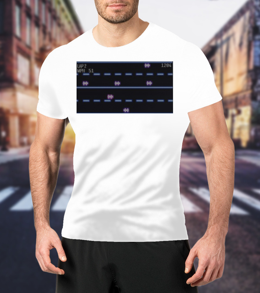 Midnight Motorist Game Lap 2 Mph 51 Score 1204 Retro Racing Pixels T-Shirt