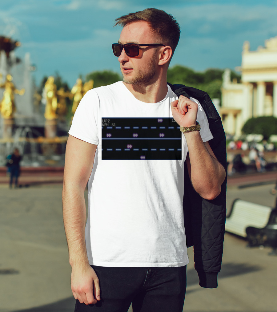 Midnight Motorist Game Lap 2 Mph 51 Score 1204 Retro Racing Pixels T-Shirt