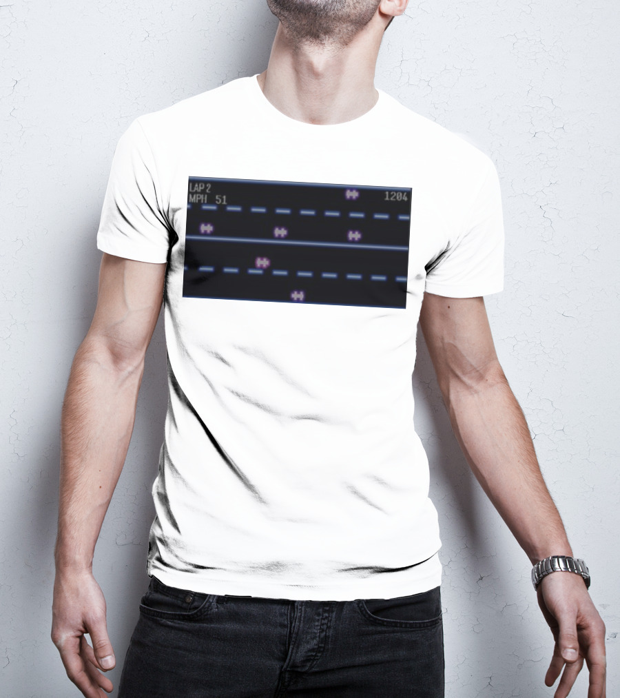 Midnight Motorist Game Lap 2 Mph 51 Score 1204 Retro Racing Pixels T-Shirt