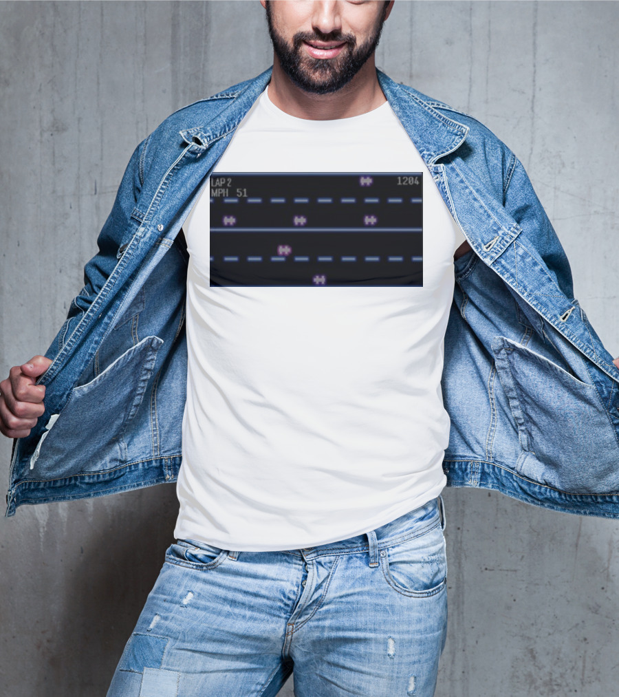 Midnight Motorist Game Lap 2 Mph 51 Score 1204 Retro Racing Pixels T-Shirt