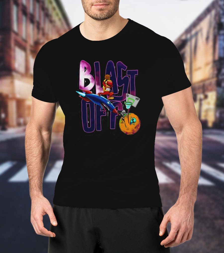 Blast Off Basketball Rocket Dunk Sports Fan T-Shirt