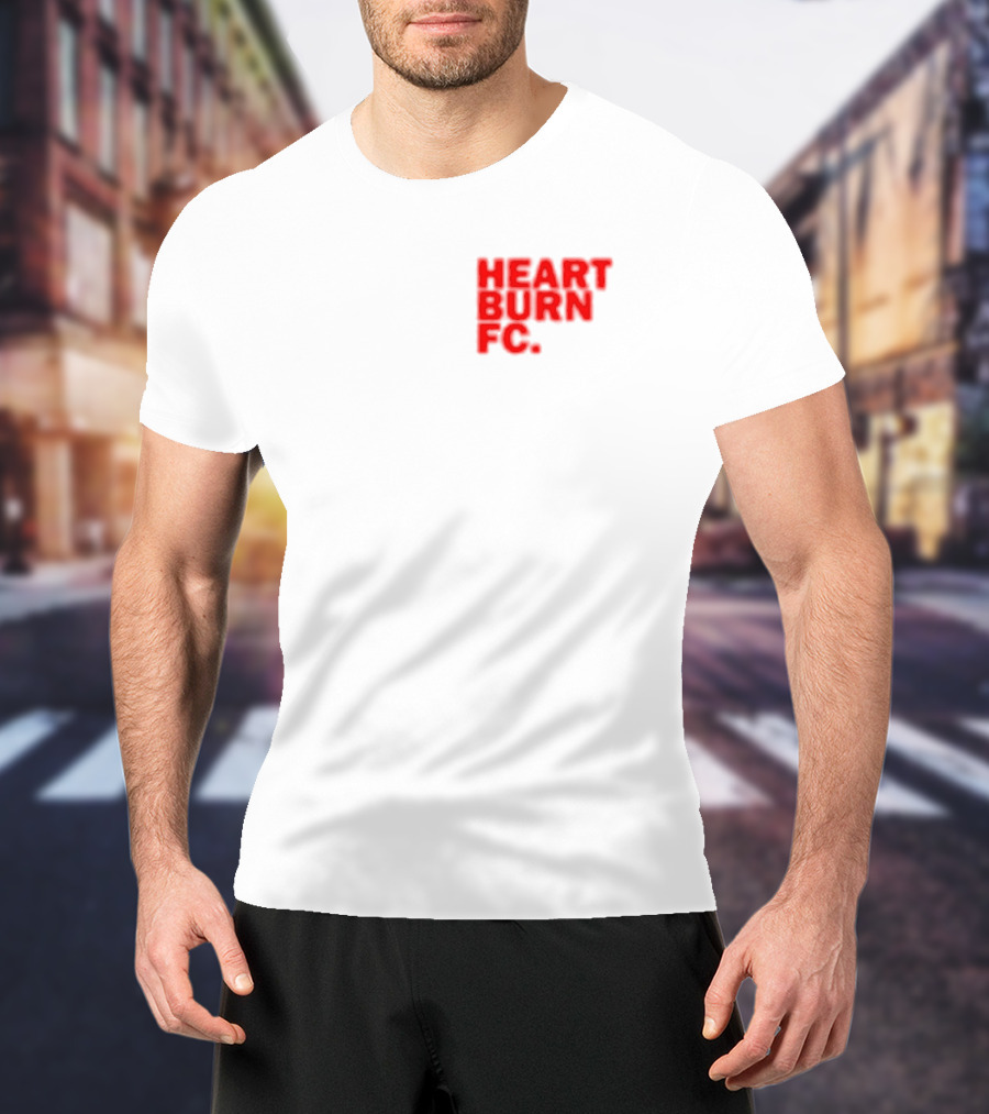 Redmancdesigns Heartburn FC Bold Red Text Minimalist T-Shirt