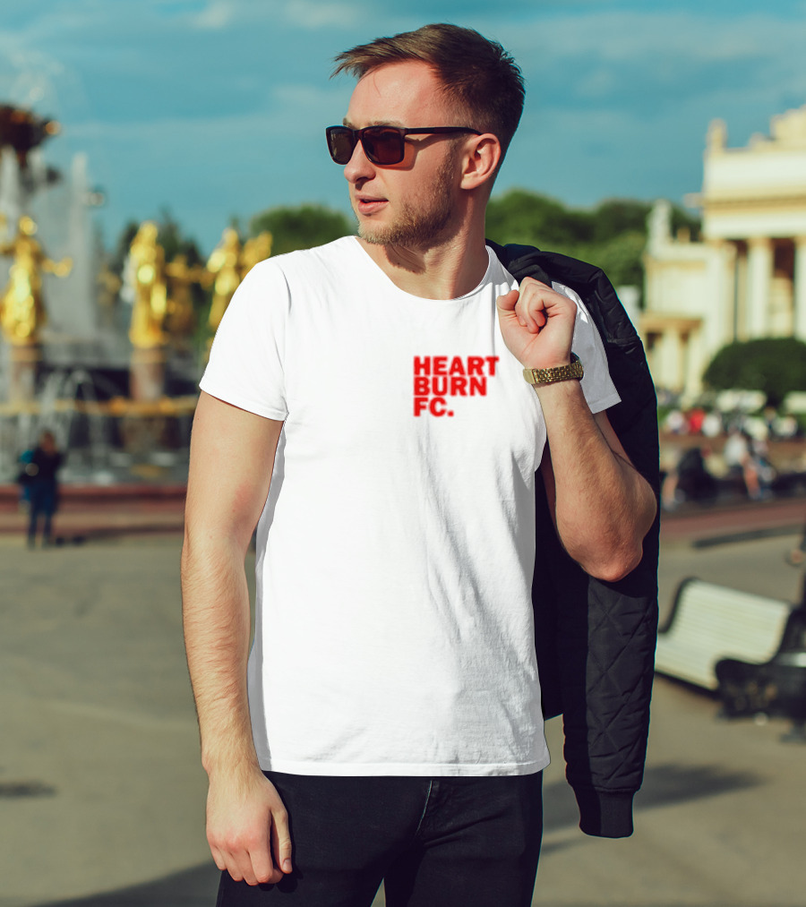 Redmancdesigns Heartburn FC Bold Red Text Minimalist T-Shirt