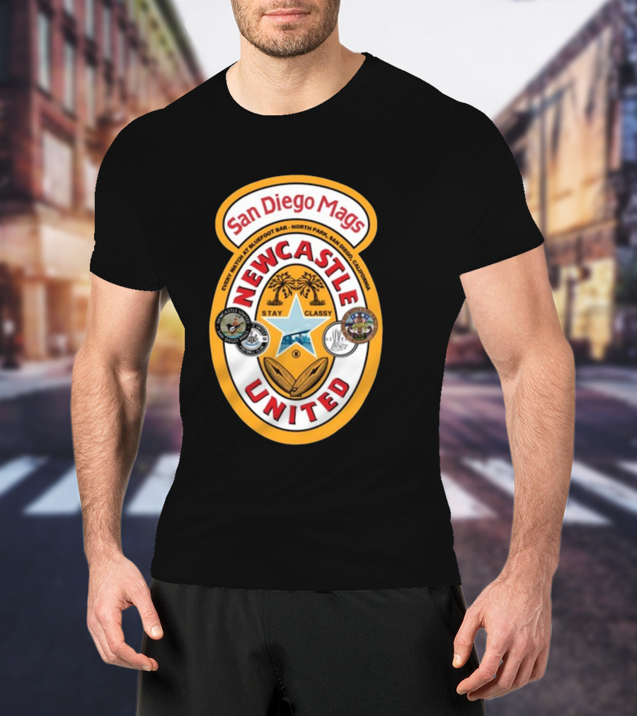 San Diego Mags Newcastle United Stay Classy So Cal Geordie Badge T-Shirt