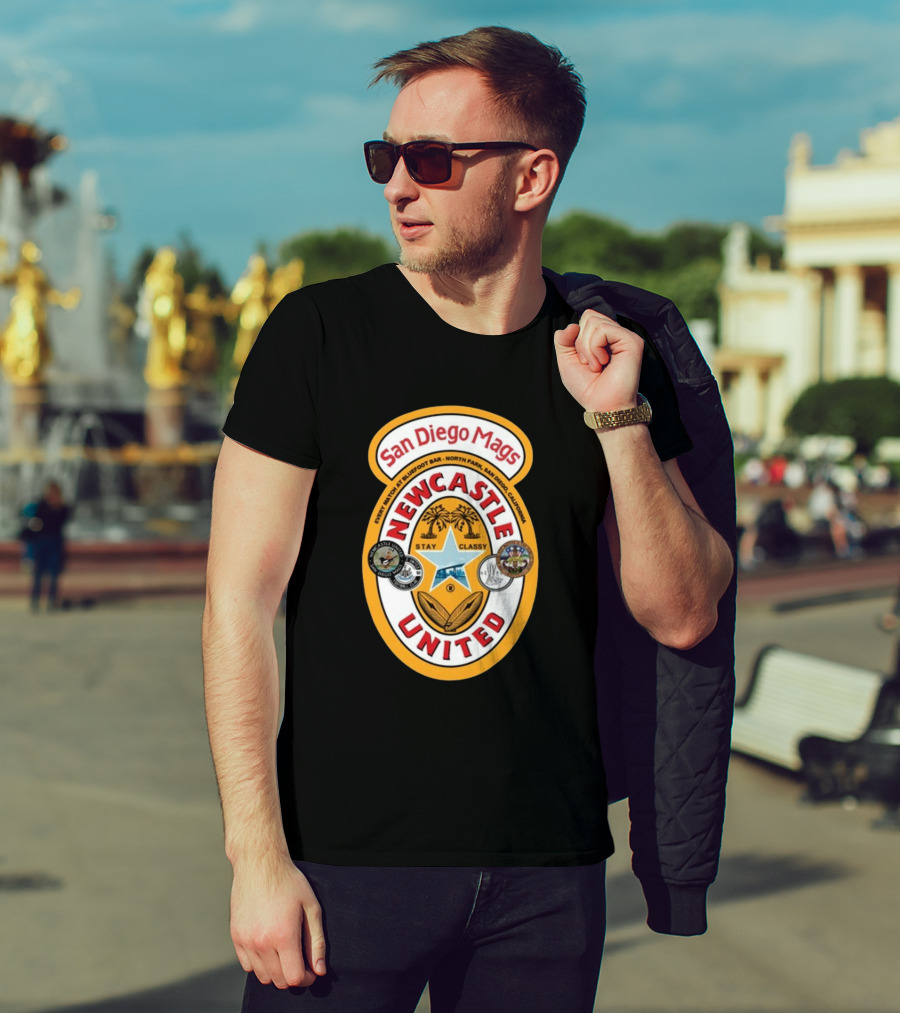 San Diego Mags Newcastle United Stay Classy So Cal Geordie Badge T-Shirt